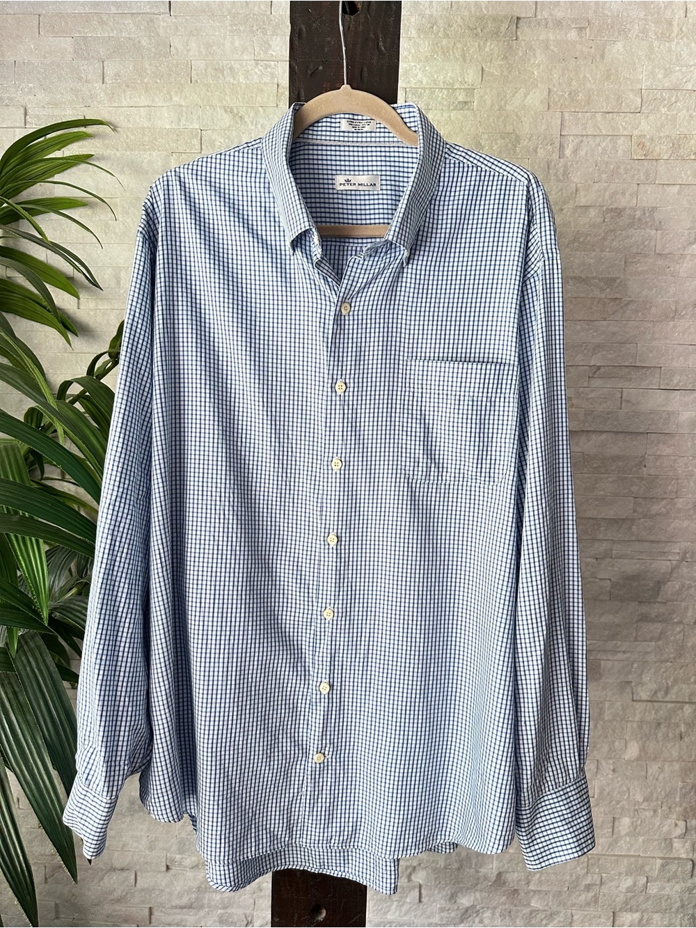 Peter Millar Check Cotton Silk Plaid Button Down Size XXL